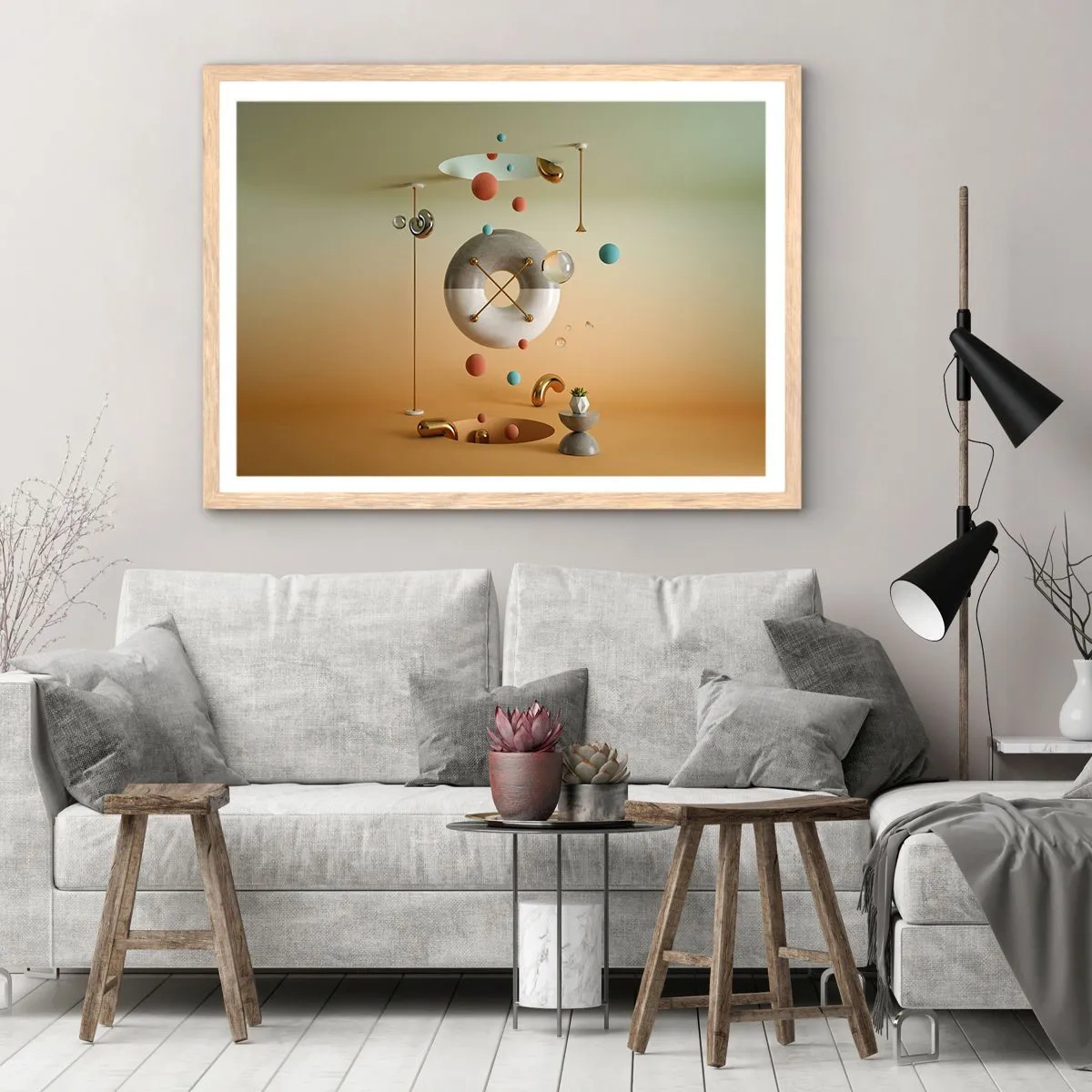 Poszter világos tölgy keretben - Bármi megtörténhet - 100x70 cm