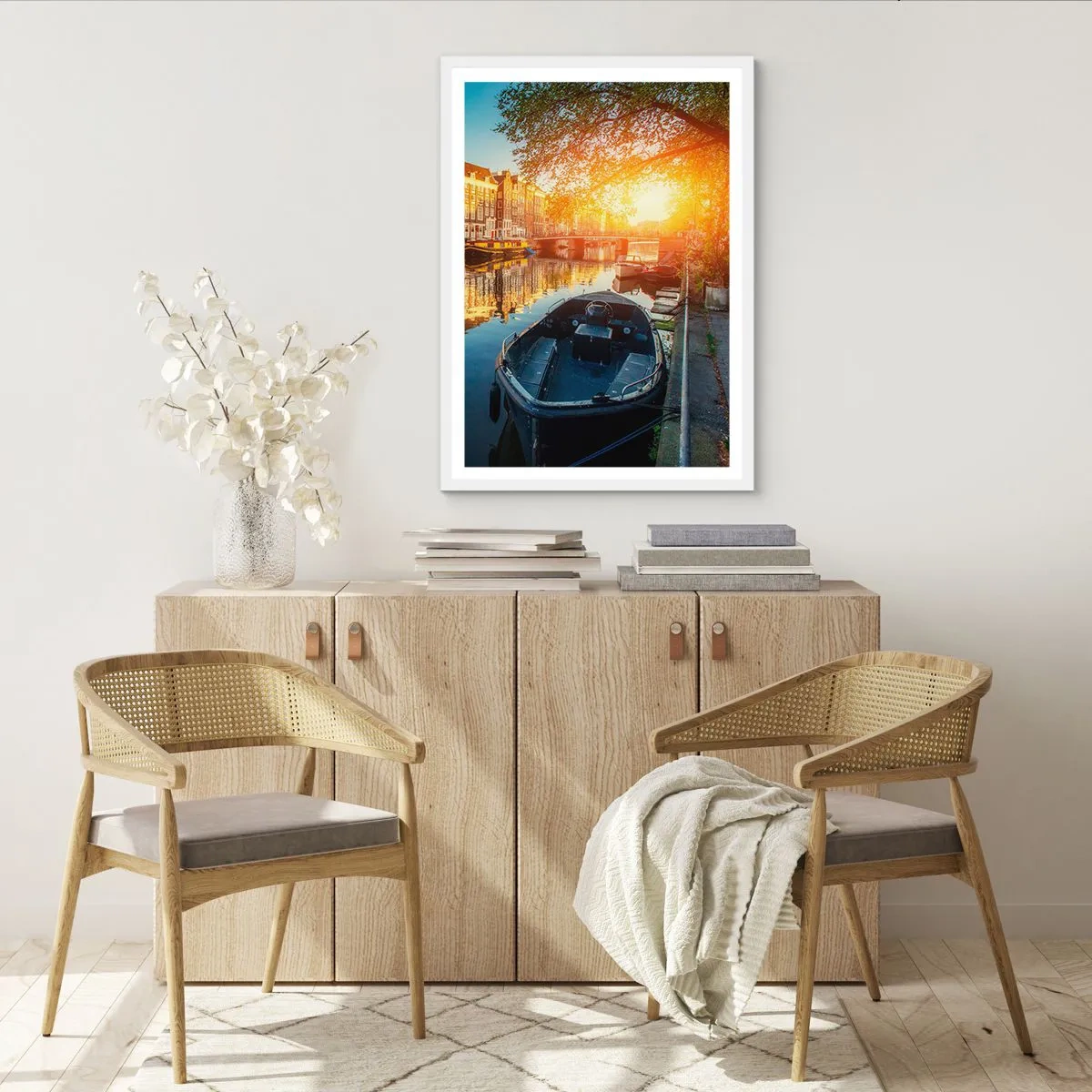 Poszter fekete keretben - Reggel Amszterdamban - 70x100 cm