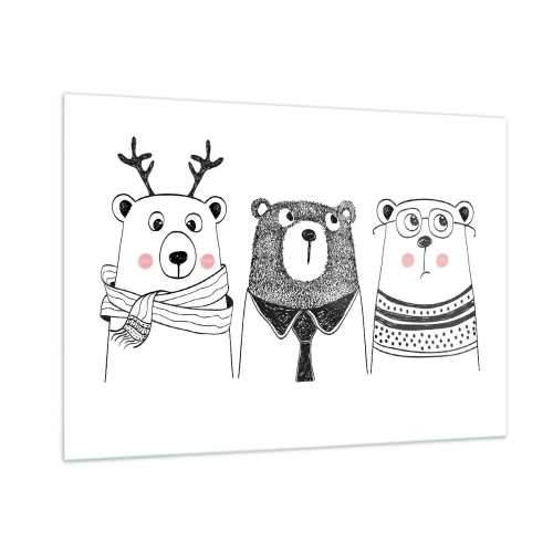 Üveg kép - Maci, macika és mackó - 100x70 cm