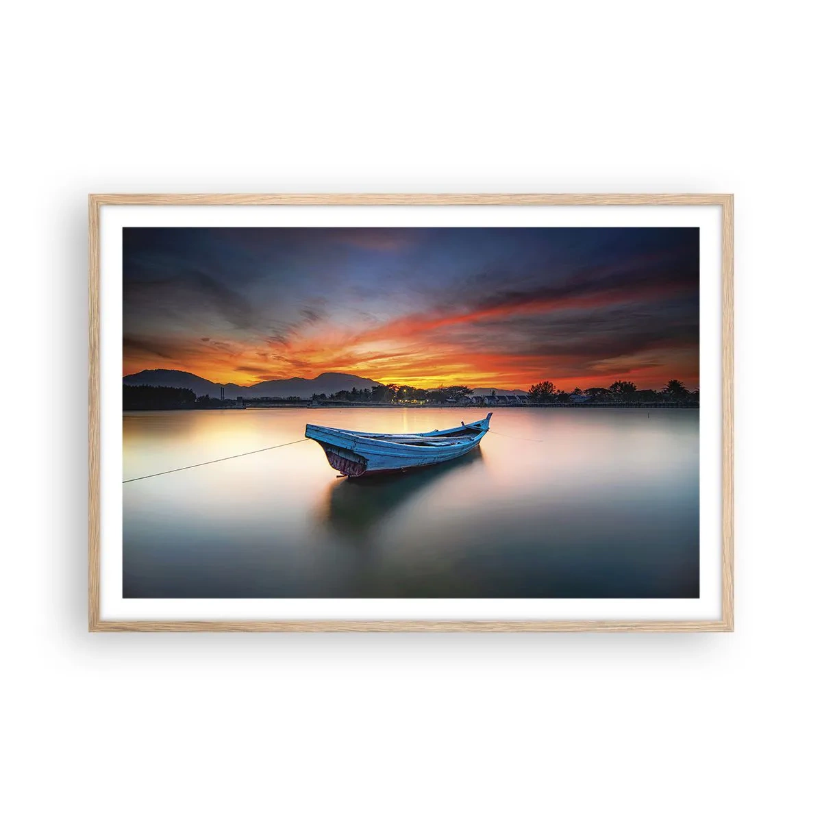 Poszter világos tölgy keretben - Jó éjszaka jön - 91x61 cm