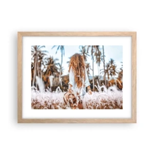 Poszter világos tölgy keretben - Fűbolyhból született - 40x30 cm