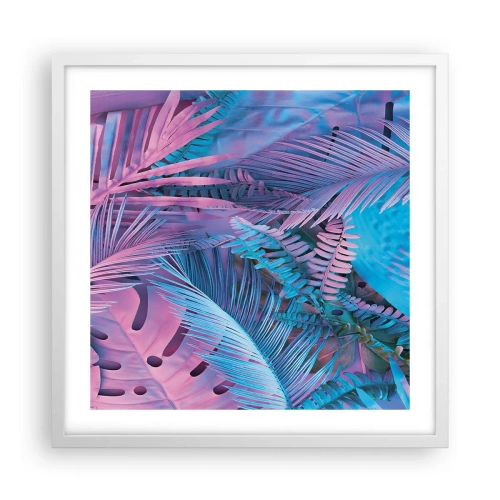 Poszter fekete keretben - Trópusok rózsaszínben és kékben - 50x50 cm