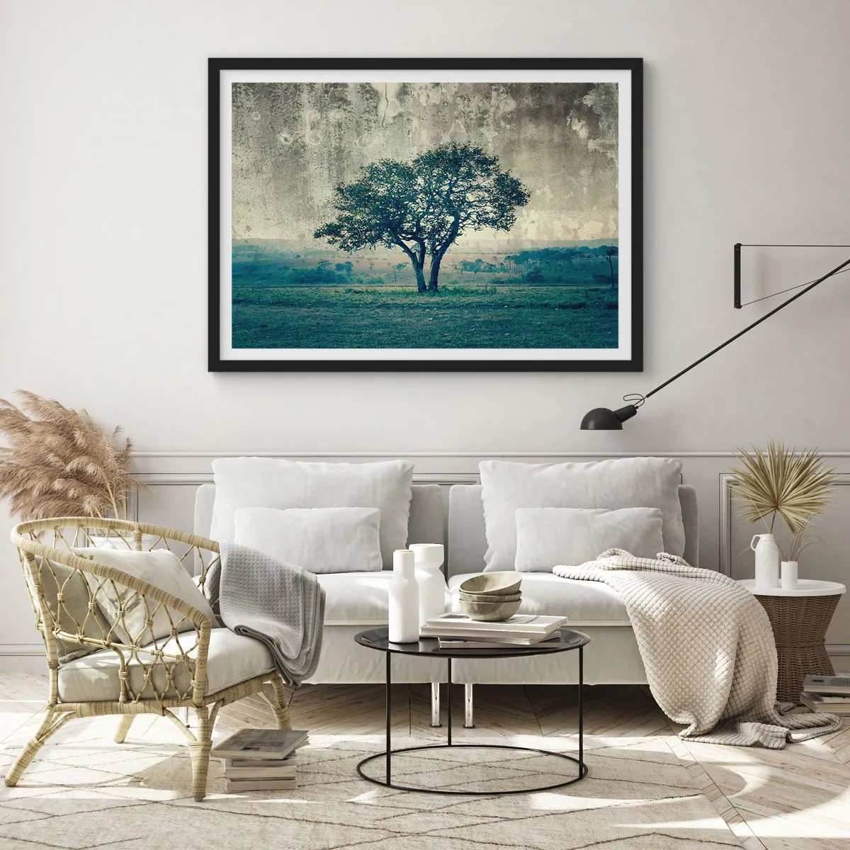 Poszter fehér keretben - Almafa a kék mezőn? - 70x50 cm