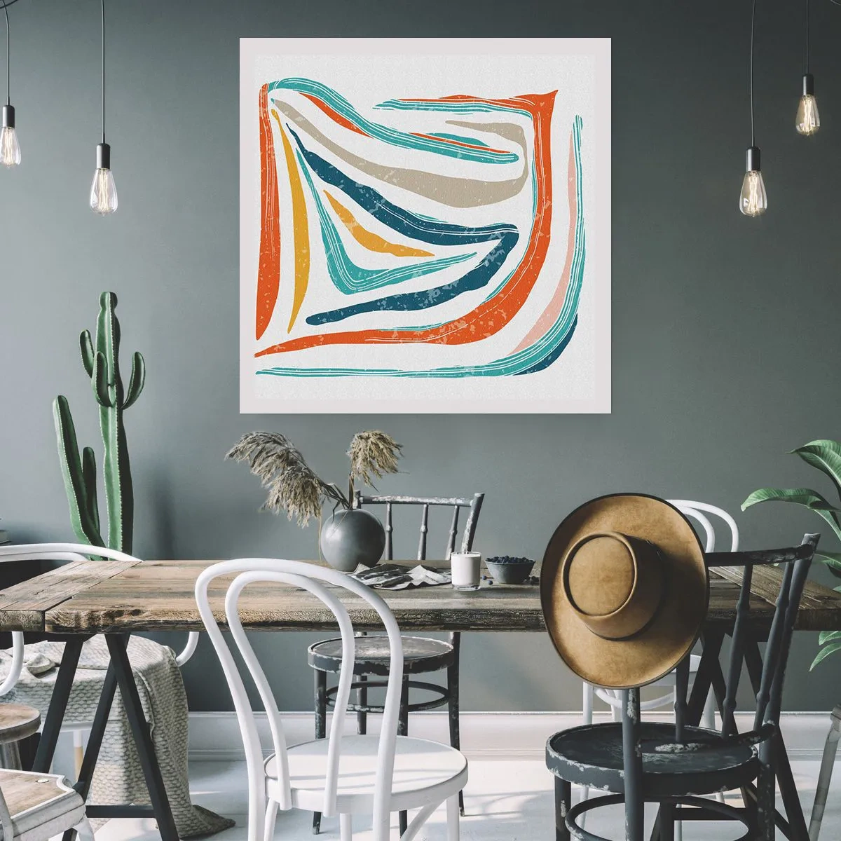 Poszter - Barátságosan mosolygó absztrakció - 60x60 cm