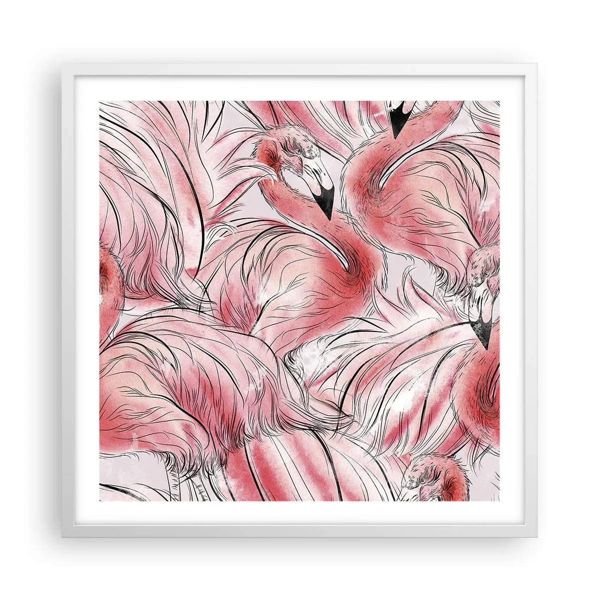 Poszter fekete keretben - Madári corps de ballet - 60x60 cm