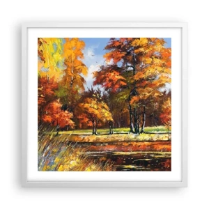 Poszter fekete keretben - Tájkép aranyban és bronzban - 50x50 cm