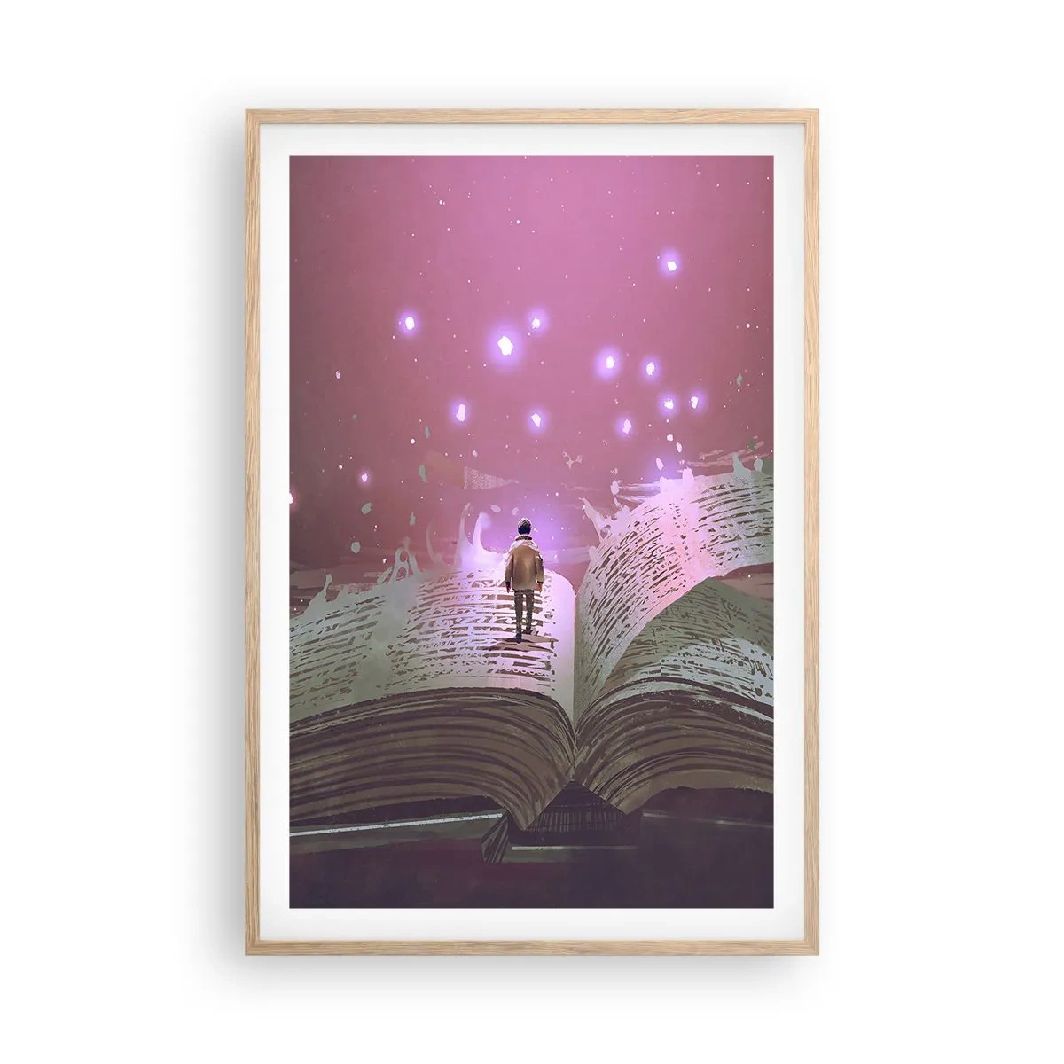 Poszter világos tölgy keretben - Meghívás egy másik világba – olvass! - 61x91 cm