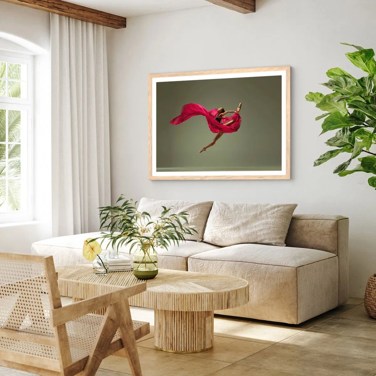Poszter világos tölgy keretben - Táncoló láng - 40x30 cm