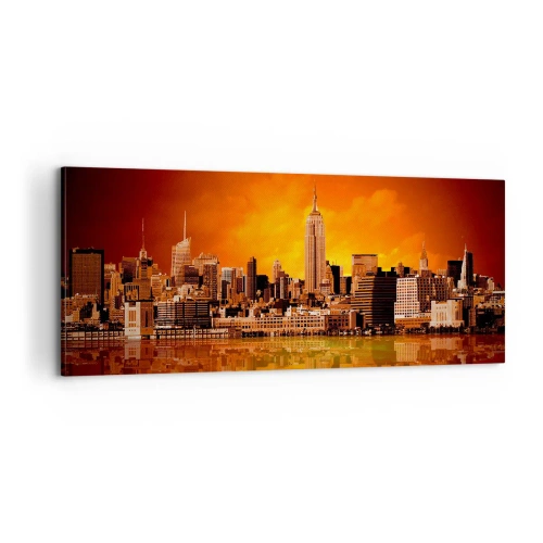 Vászonkép - A nagyvárosi panoráma sárga és bronz színben - 100x40 cm