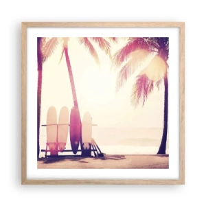 Poszter világos tölgy keretben - Ez  remek nap lesz  - 50x50 cm