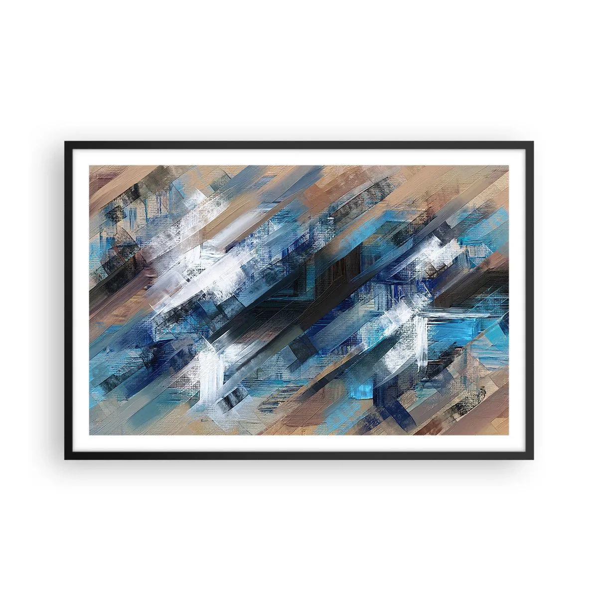 Poszter fehér keretben - Kék ferdén - 91x61 cm