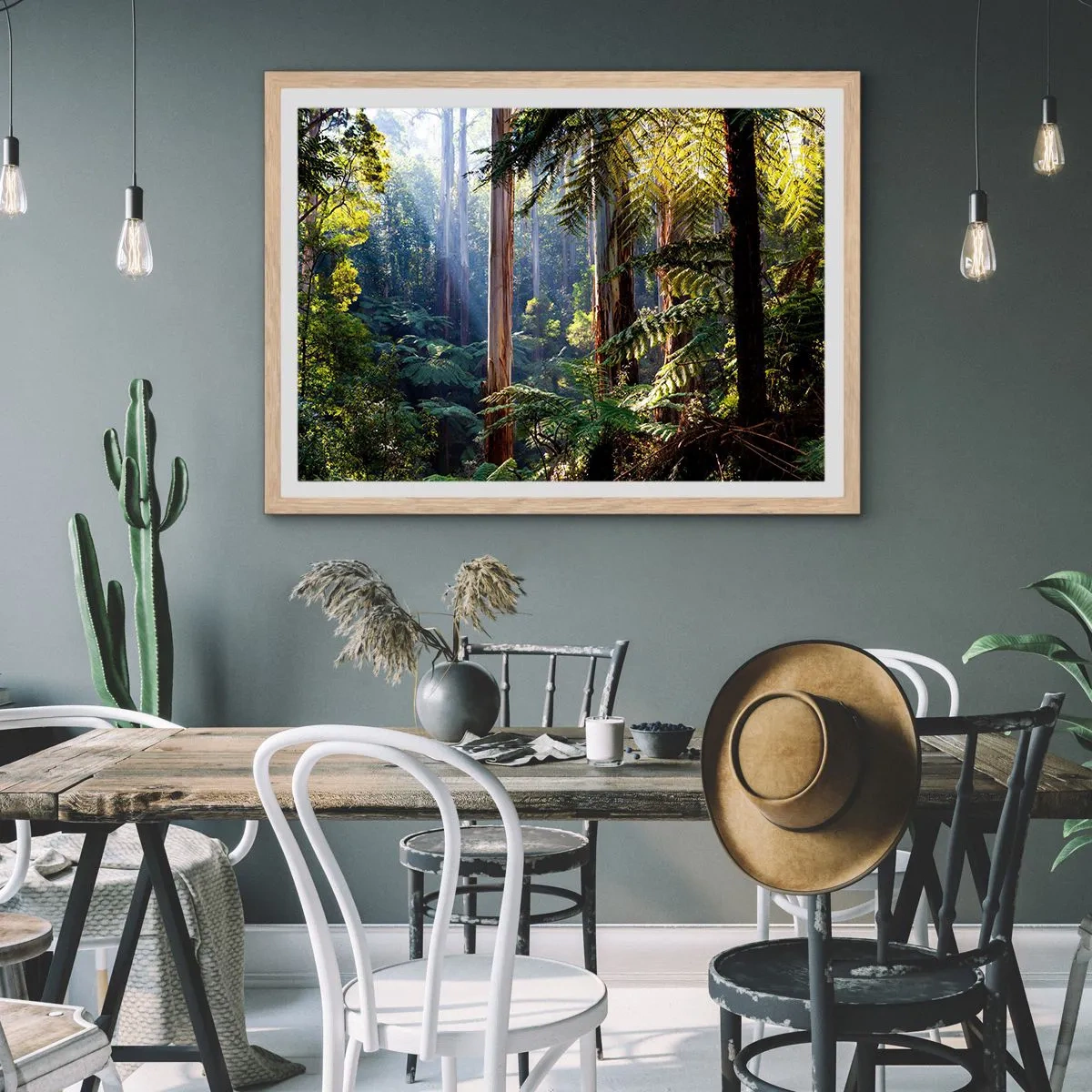 Poszter világos tölgy keretben - Erdei mese - 70x50 cm