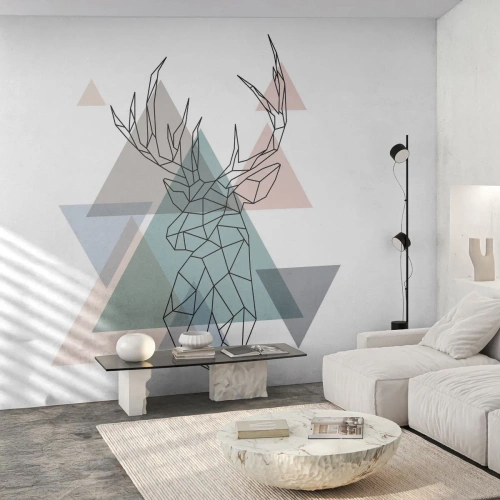 Fotótapéta Standard Eco - Egy geometrikus erdőben - Absztrakció, Szarvas, Grafika - 350x256 cm