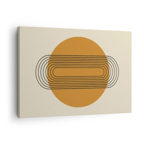 Vászonkép - Geometrikus minta narancssárga körökkel és vonalakkal - 70x50cm - Tökéletes terv - Modern fali dekoráció nappalihoz és hálószobához ARTTOR