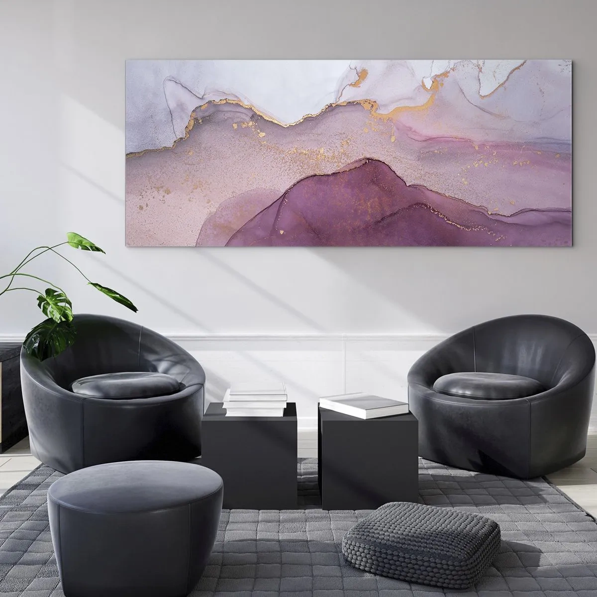 Üveg kép - Lila és orgonaszínű hullámok - 160x50 cm