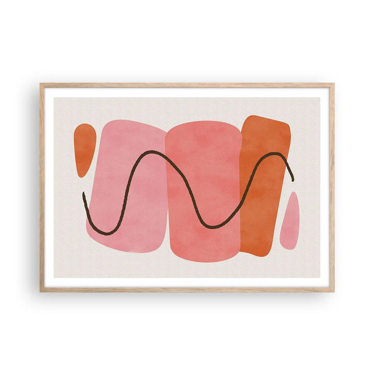 Poszter világos tölgy keretben - Formák szelíd mozgása - 100x70 cm