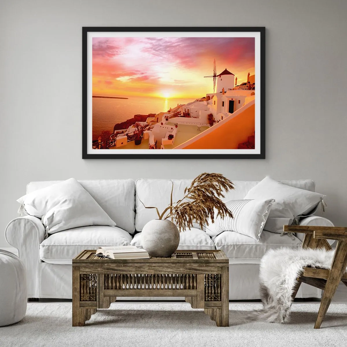 Poszter fehér keretben - Szétfolyni a fehérben és aranyban - 70x50 cm