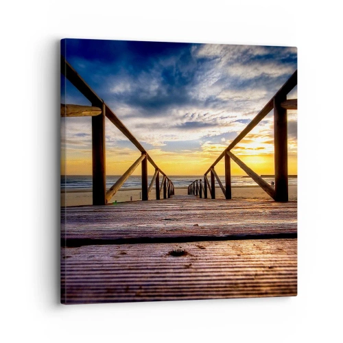Vászonkép - Egyenesen a csendes tengerpartra naplementekor - 30x30 cm