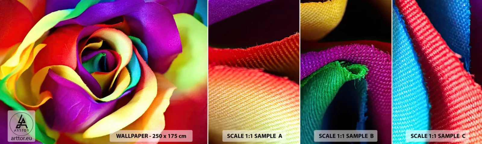 Fotótapéta Minta Öntapadós Deluxe Sticker - Ez lehetetlen - Absztrakció, Virág, Színes rózsa - 100x30 cm