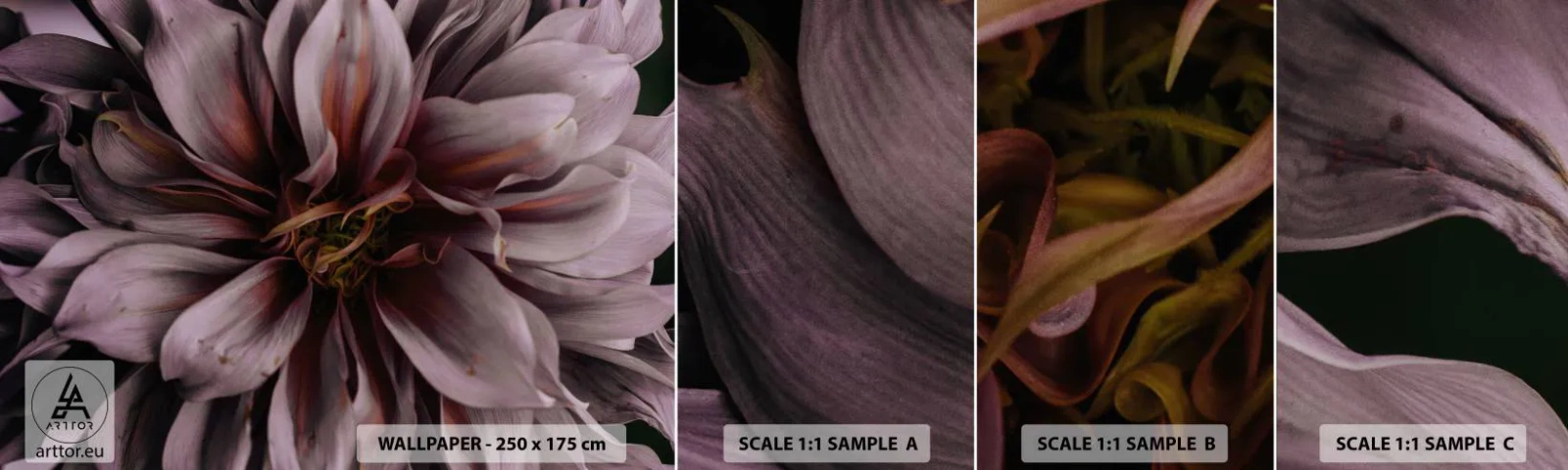 Fotótapéta Minta Öntapadós Deluxe Sticker - Virágos szív - Csokor virág, Dália, Virág - 100x30 cm