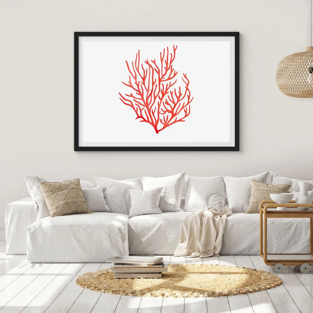 Poszter fehér keretben - Korall filigrán - 70x50 cm