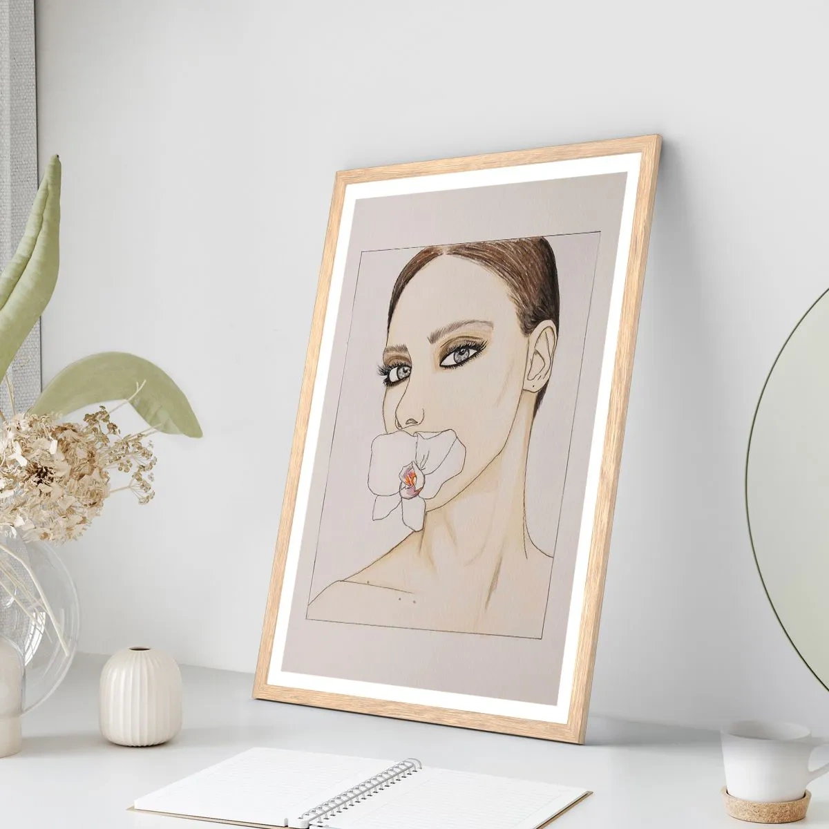 Poszter világos tölgy keretben - Az elegancia és a szépség szimbóluma - 70x100 cm