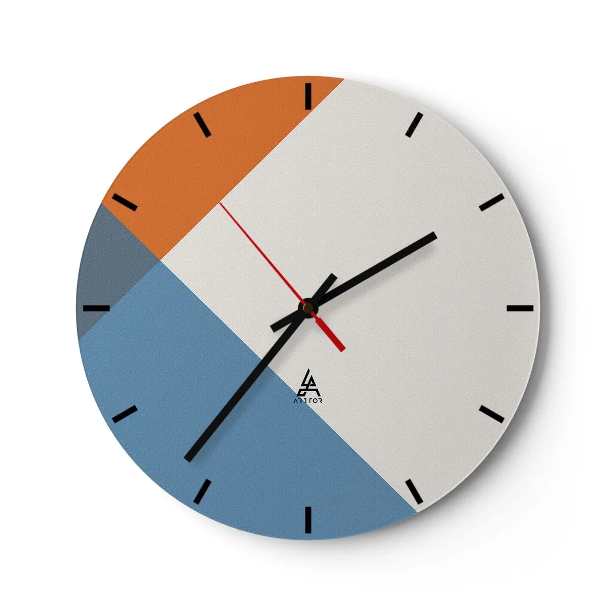 Falióra, Óra - Absztrakt geometrikus minták földes és kék árnyalatokban - 30x30cm - Szögben… - Modern fali dekoráció nappalihoz, konyhához és hálószobához ARTTOR