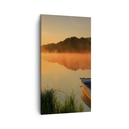 Vászonkép - Napkelte a víz felett, mint egy tükör - 45x80 cm