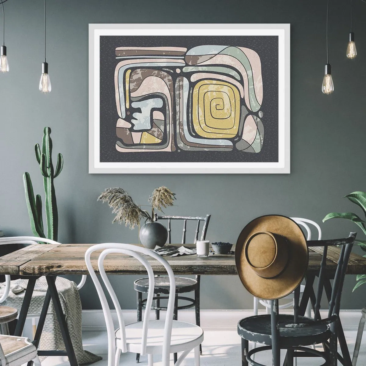 Poszter fekete keretben - Absztrakció pre-kolumbián szellemben - 50x40 cm