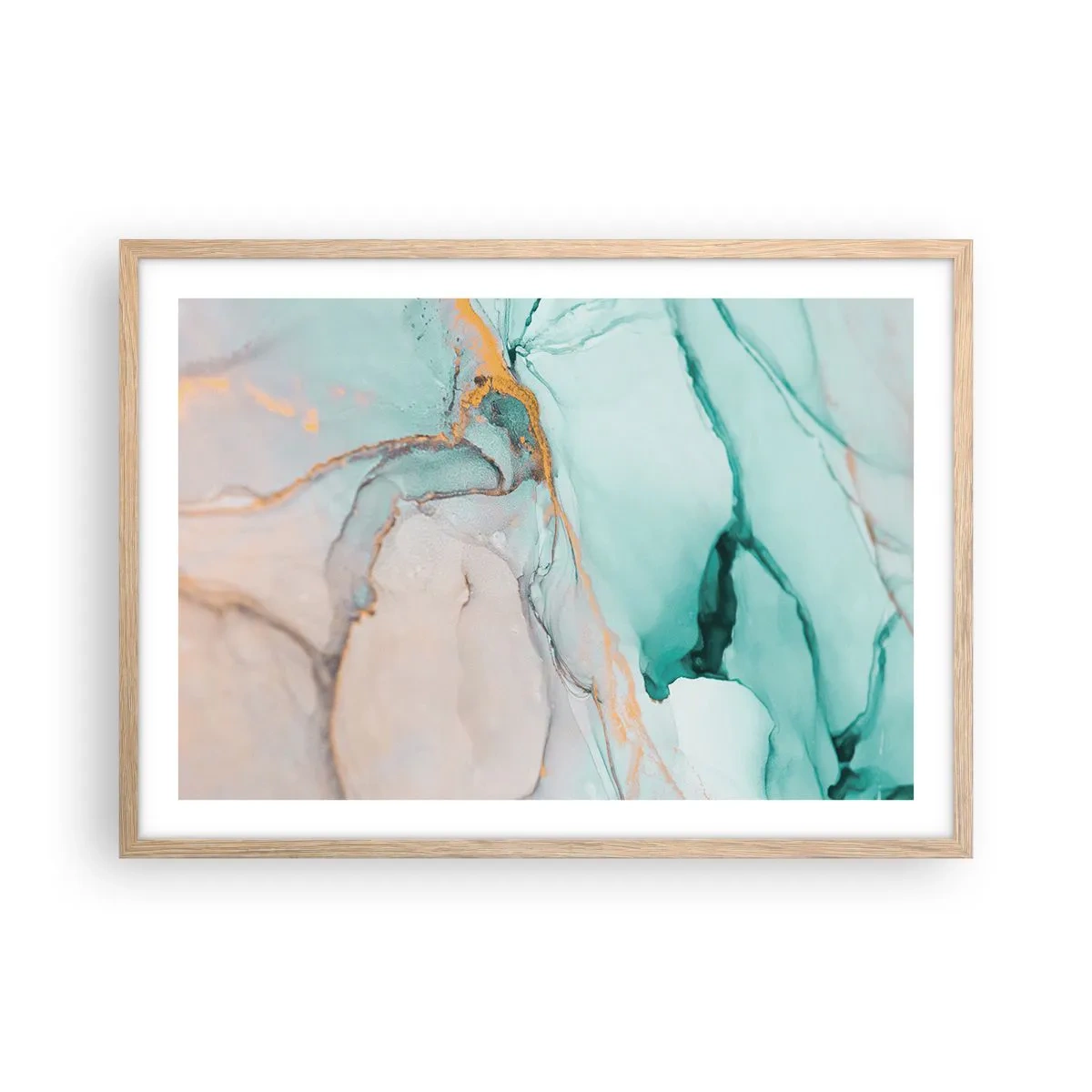 Poszter világos tölgy keretben - Formák és színek tánca - 70x50 cm