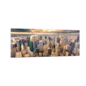 Üveg kép - Aranyozott metropolisz - 140x50 cm