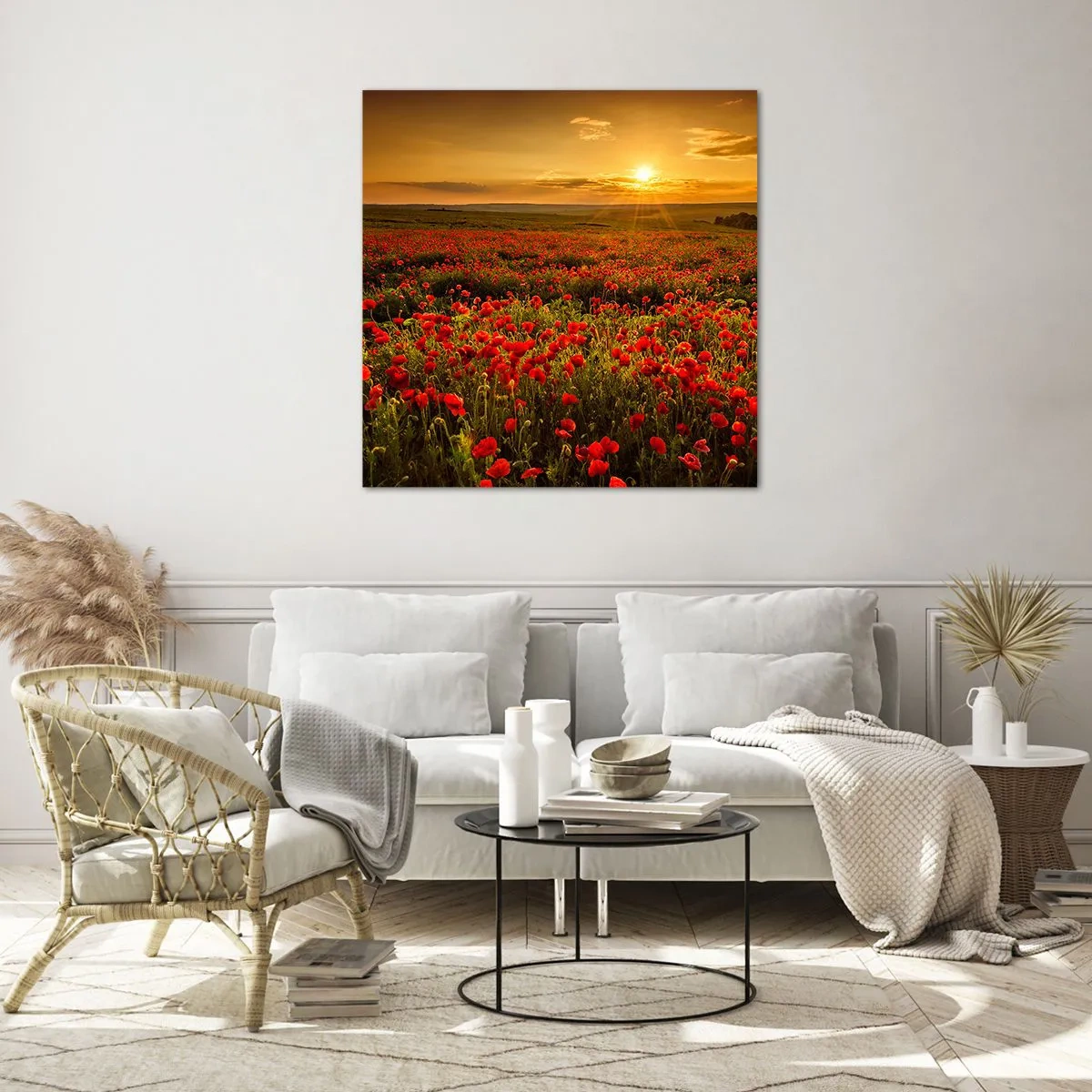 Üveg kép - Susogó rétek hullámai között, a virág özön között - 40x40 cm