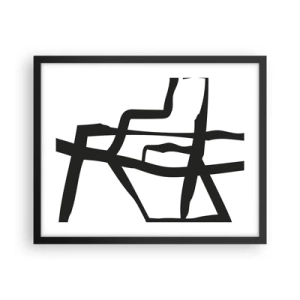 Poszter fehér keretben - Fekete-fehér konstrukció - 50x40 cm