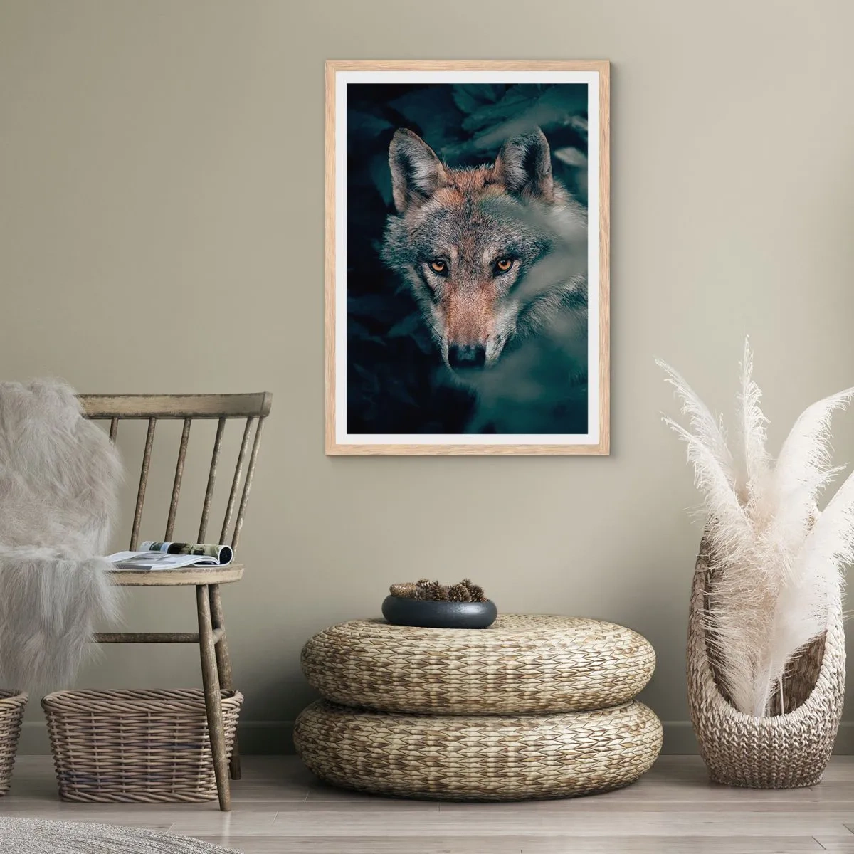 Poszter világos tölgy keretben - Vadász - 61x91 cm