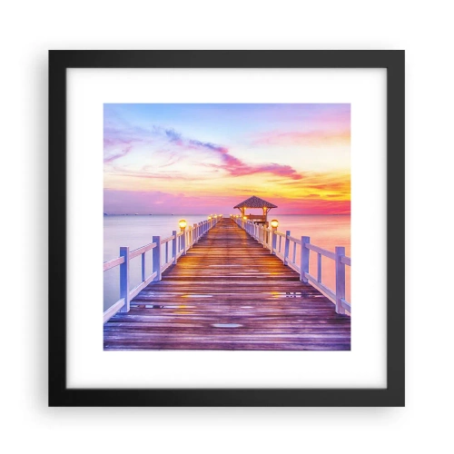 Poszter fehér keretben - Az est lilás-arany csendje - 30x30 cm