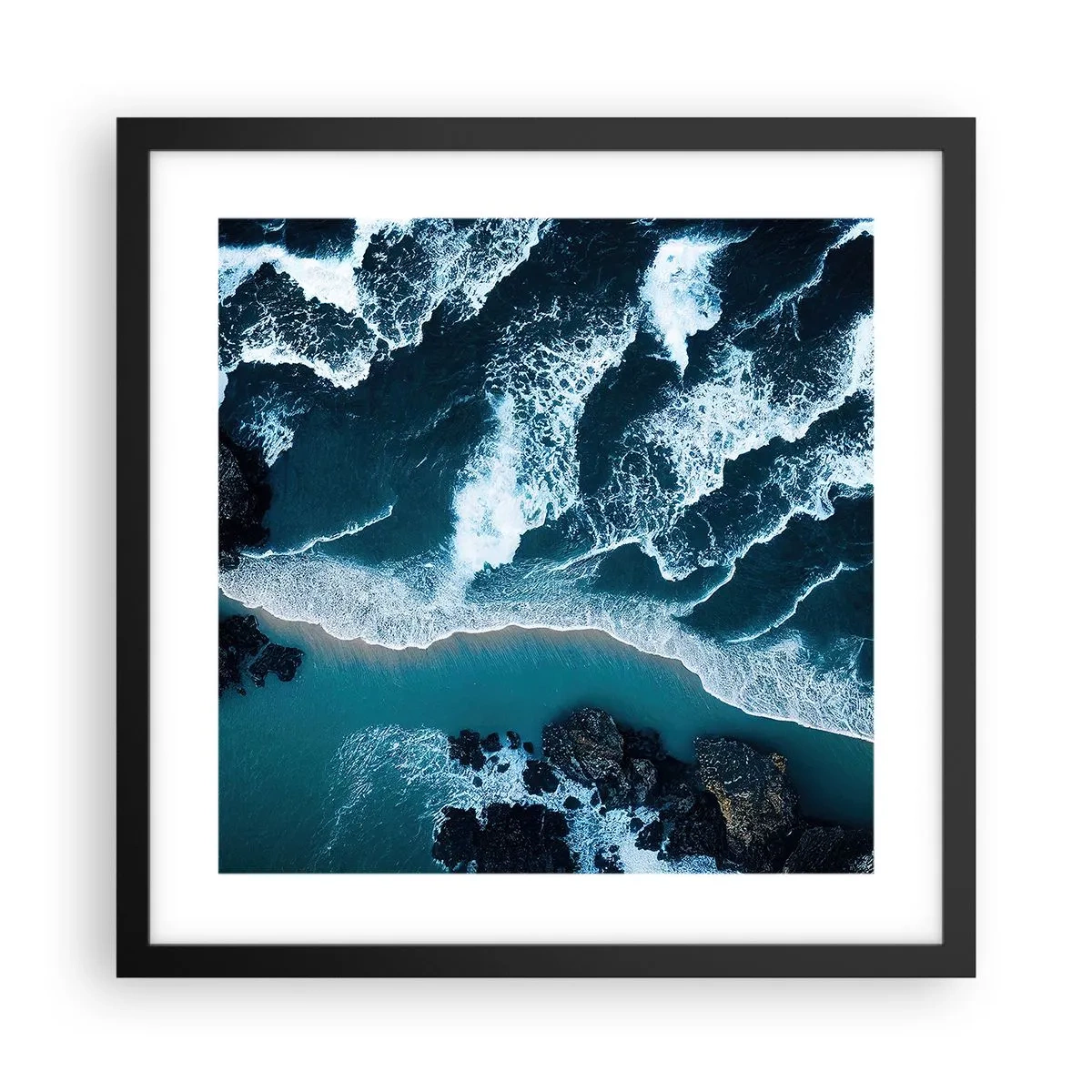 Poszter fehér keretben - Hullámokba burkolózva - 40x40 cm