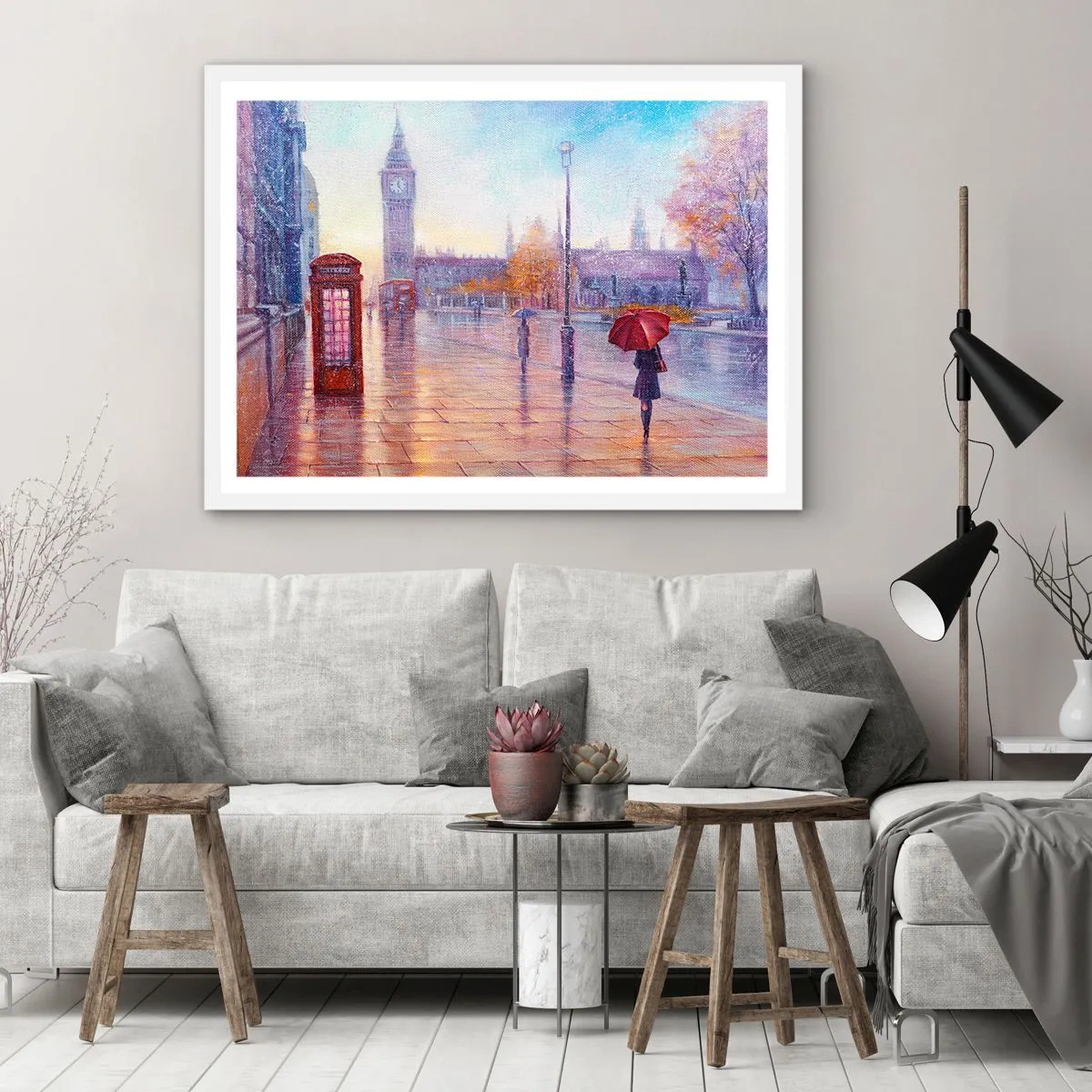 Poszter fekete keretben - Őszi nap Londonban - 91x61 cm
