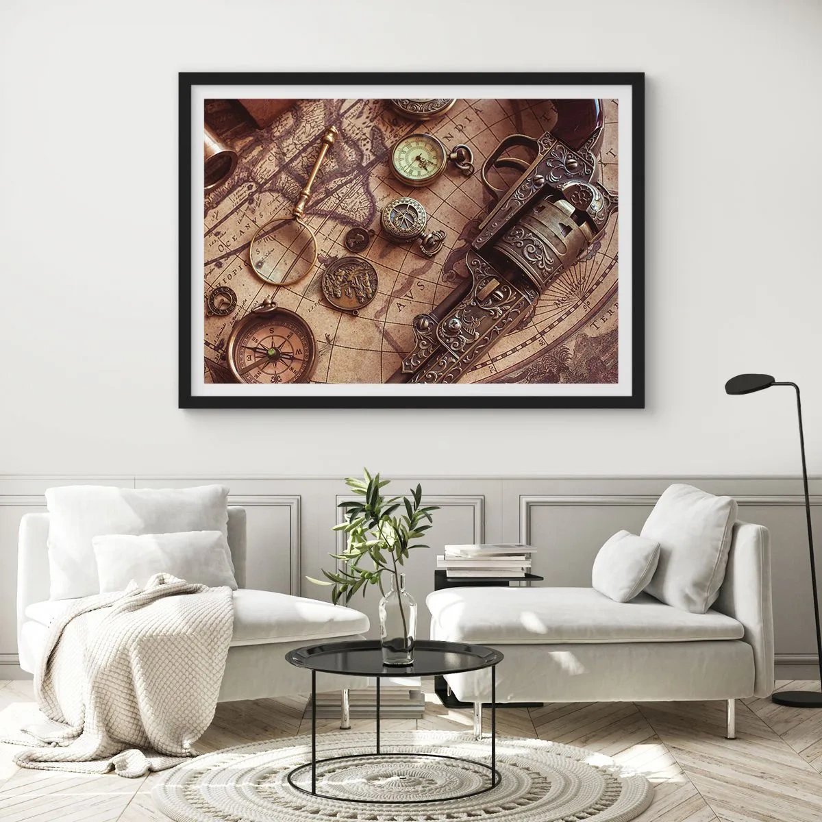 Poszter fehér keretben - Hív a kaland  - 100x70 cm