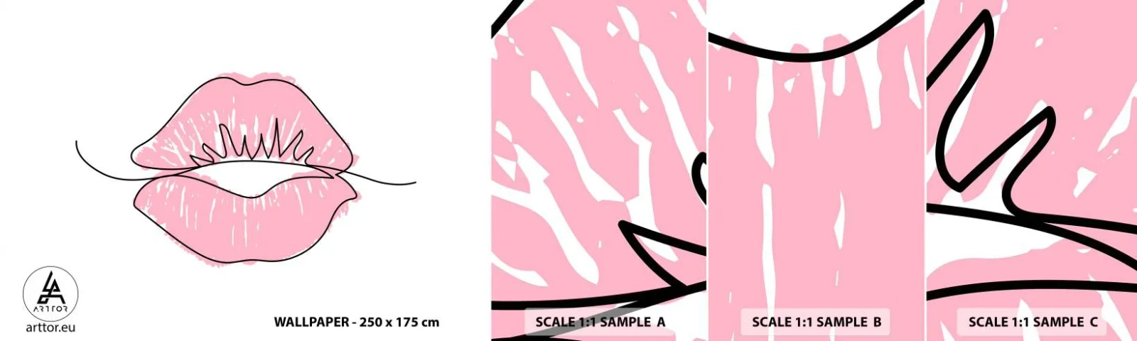 Fotótapéta Minta Öntapadós Deluxe Sticker - Készen állsz a csókra? - Grafika, Rózsaszín ajkak, Darab - 100x30 cm