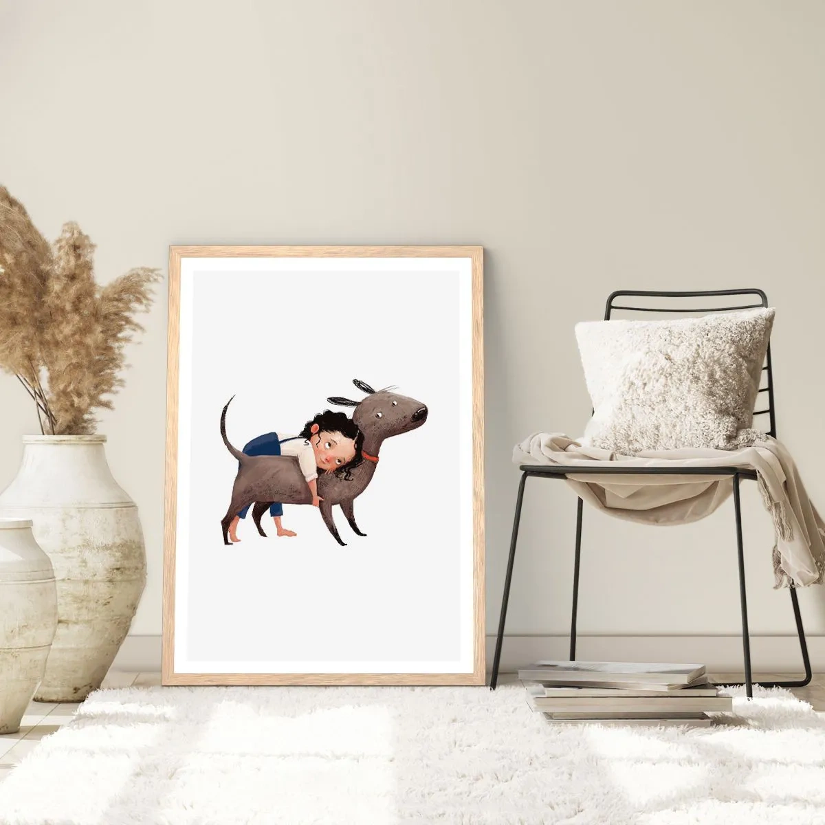 Poszter világos tölgy keretben - Legjobb barátok - 70x100 cm