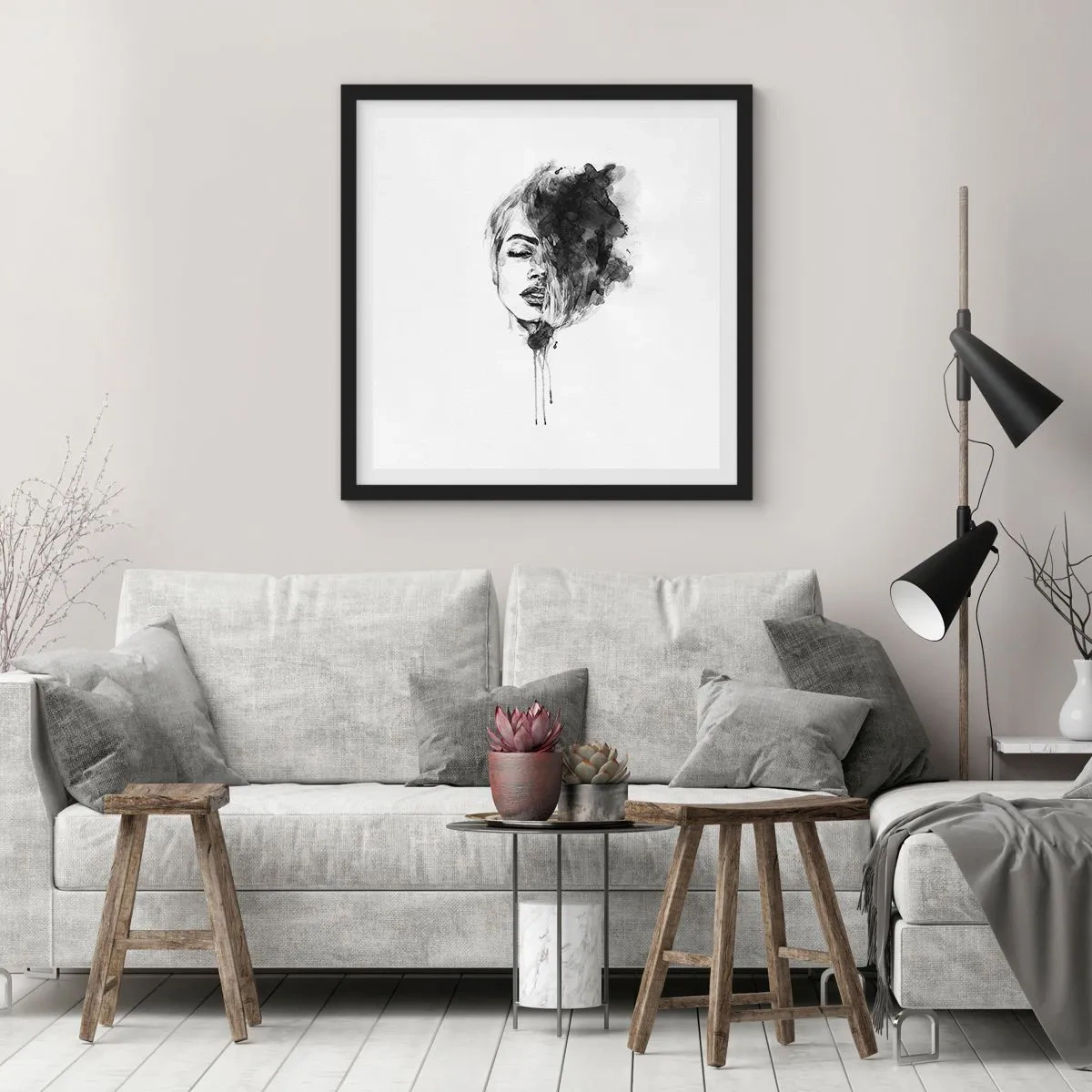 Poszter fehér keretben - Miről álmodozik egy lány - 30x30 cm