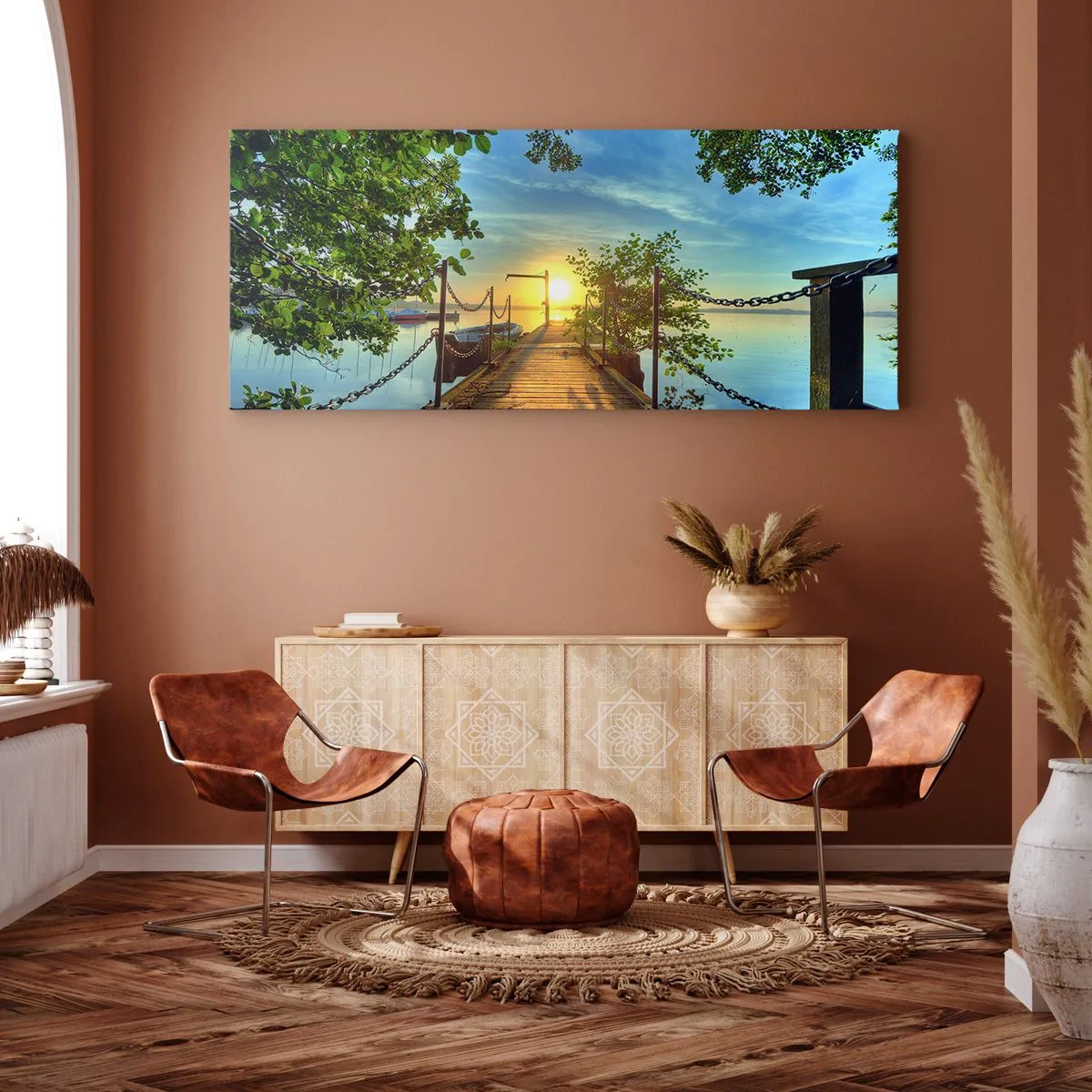 Vászonkép - Naplemente a víz felett - 100x40 cm