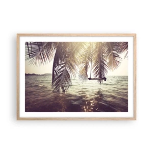 Poszter világos tölgy keretben - Tetszés szerint hintázhat a felhők között - 70x50 cm