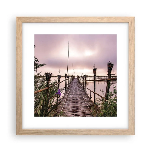 Poszter világos tölgy keretben - Nyugalom és csend Ázsiában - 30x30 cm