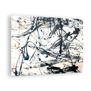 Üveg kép - Absztrakt foltok és vonalak világos háttéren - 70x50cm - Van értelme vagy nincs értelme? - Modern fali dekoráció nappalihoz és hálószobához ARTTOR