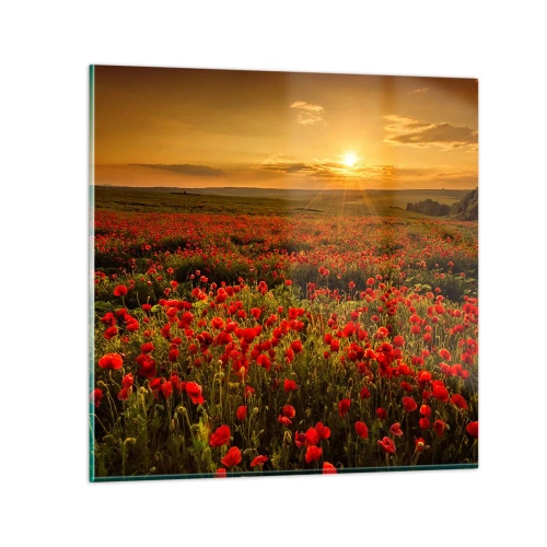 Üveg kép - Susogó rétek hullámai között, a virág özön között - 40x40 cm