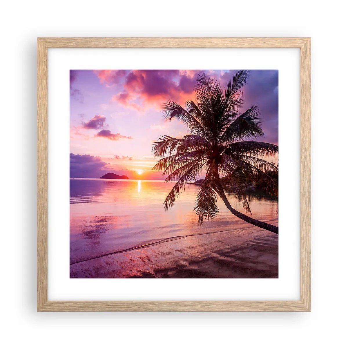 Poszter világos tölgy keretben - Boldogság egészen a horizontig - 40x40 cm