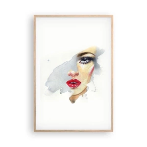 Poszter világos tölgy keretben - Egy vízcsepp tükörkép  - 61x91 cm