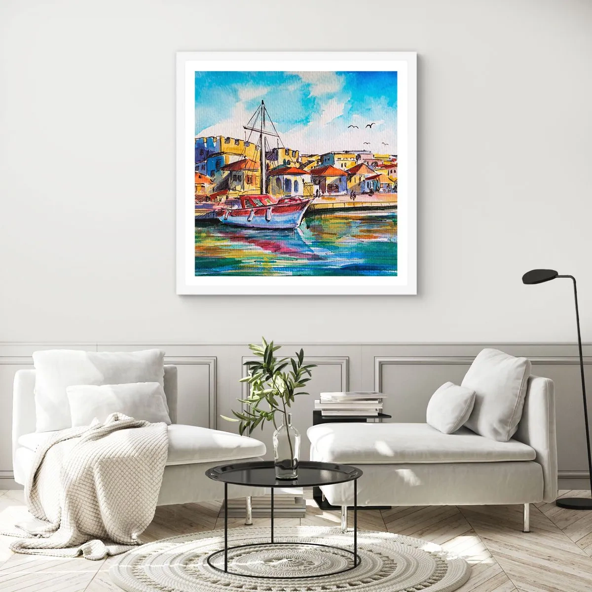 Poszter fekete keretben - Szivárványos délután - 60x60 cm