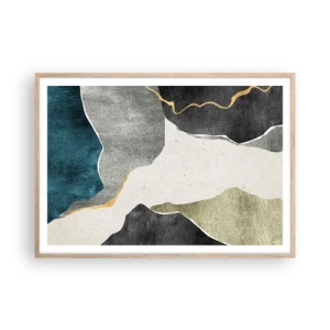 Poszter világos tölgy keretben - Mozaik kompozíció aranyszállal - 100x70 cm